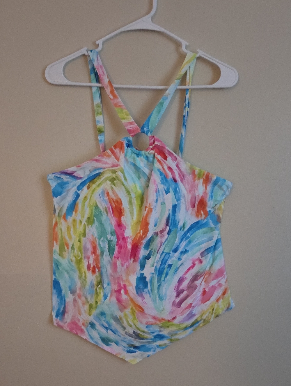 Women’s Multicolor Watercolor Halter Tank Top